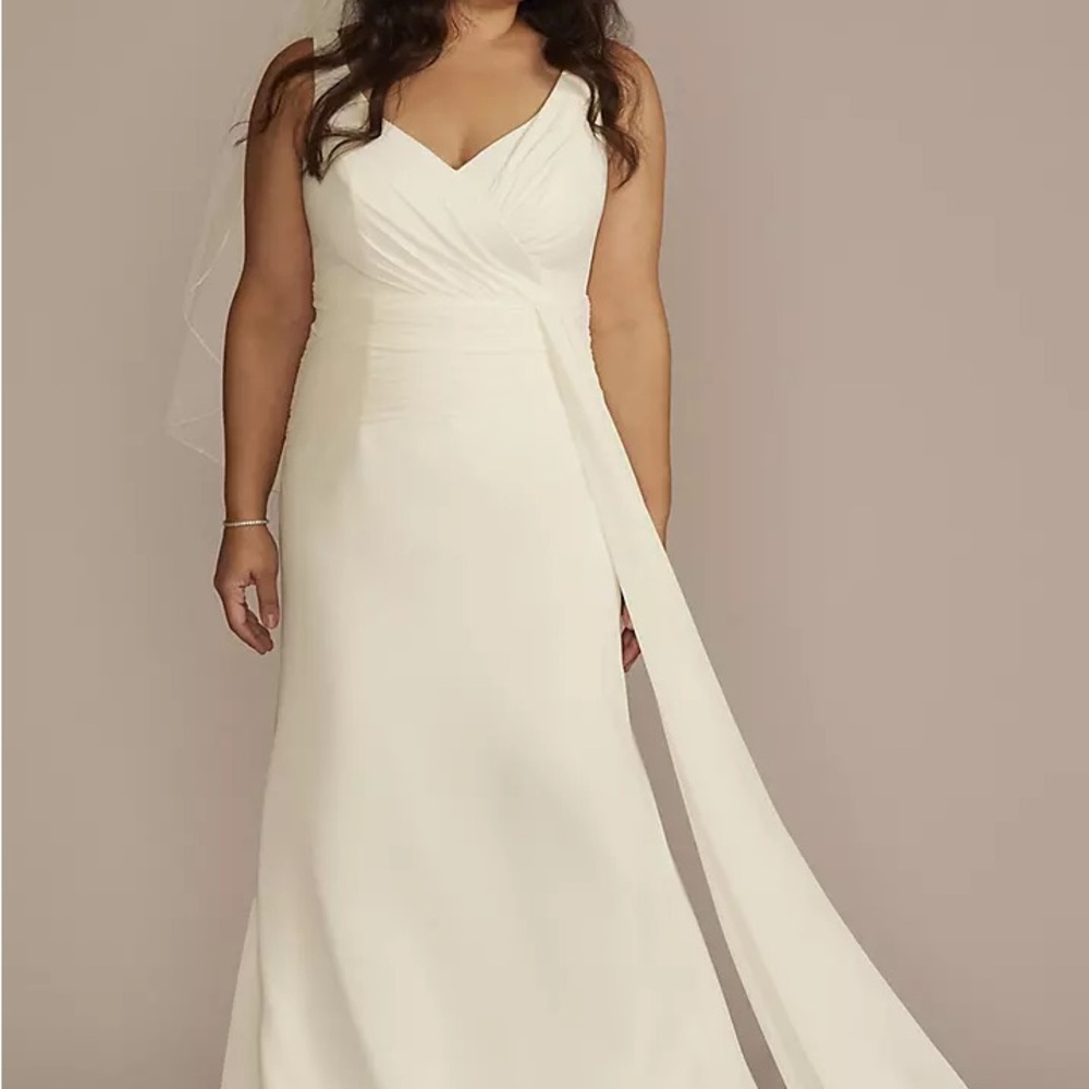 DB Studio Pleated Chiffon V Neck Tank A-line Wedding Dress Style #WG4083